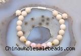 CGB6616 8mm round white fossil jasper & pink opal adjustable bracelets