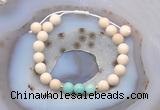 CGB6617 8mm round white fossil jasper & amazonite adjustable bracelets