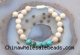 CGB6624 8mm round white fossil jasper & blue sea sediment jasper adjustable bracelets