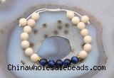 CGB6635 8mm round white fossil jasper & blue tiger eye adjustable bracelets