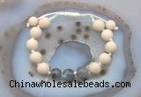 CGB6673 10mm round white fossil jasper & labradorite adjustable bracelets