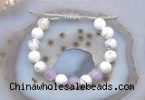 CGB6741 10mm round white howlite & lavender amethyst adjustable bracelets