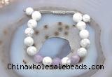 CGB6743 10mm round white howlite & lavender amethyst adjustable bracelets