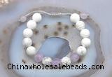 CGB6745 10mm round white howlite & lavender amethyst adjustable bracelets