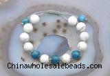 CGB6752 Hand-knotted 10mm round white howlite & apatite adjustable bracelets