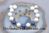 CGB6755 10mm round white howlite & lapis lazuli adjustable bracelets