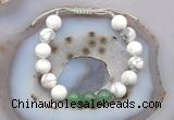 CGB6765 10mm round white howlite & green aventurine adjustable bracelets