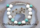 CGB6767 10mm round white howlite & amazonite adjustable bracelets