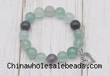 CGB6805 10mm, 12mm fluorite beaded bracelet with alloy pendant