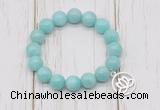 CGB6817 10mm, 12mm amazonite beaded bracelet with alloy pendant