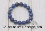 CGB6820 10mm, 12mm lapis lazuli beaded bracelet with alloy pendant