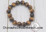 CGB6824 10mm, 12mm yellow tiger eye beaded bracelet with alloy pendant