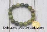 CGB6837 10mm, 12mm Canadian jade beaded bracelet with alloy pendant