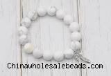 CGB6839 10mm, 12mm white howlite beaded bracelet with alloy pendant