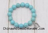 CGB6841 10mm, 12mm blue howlite turquoise beaded bracelet with alloy pendant