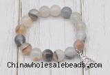CGB6847 10mm, 12mm montana agate beaded bracelet with alloy pendant