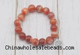 CGB6852 10mm, 12mm red banded agate beaded bracelet with alloy pendant