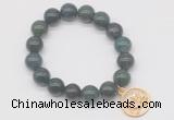 CGB6863 10mm, 12mm moss agate beaded bracelet with alloy pendant