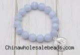 CGB6867 10mm, 12mm blue lace agate beaded bracelet with alloy pendant