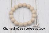 CGB6872 10mm, 12mm white fossil jasper beaded bracelet with alloy pendant