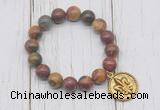 CGB6882 10mm, 12mm picasso jasper beaded bracelet with alloy pendant