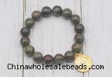 CGB6885 10mm, 12mm dragon blood jasper beaded bracelet with alloy pendant