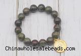 CGB6885 10mm, 12mm dragon blood jasper beaded bracelet with alloy pendant