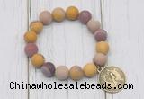 CGB6897 10mm, 12mm matte mookaite beaded bracelet with alloy pendant