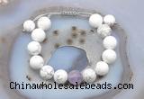 CGB6930 12mm round white howlite & lavender amethyst adjustable bracelets