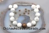 CGB6949 12mm round white howlite & bronzite adjustable bracelets