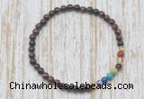 CGB7004 7 chakra 4mm red tiger eye beaded meditation yoga bracelets