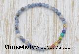 CGB7011 7 chakra 4mm blue spot stone beaded meditation yoga bracelets