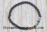 CGB7021 7 chakra 4mm black lava beaded meditation yoga bracelets