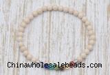 CGB7065 7 chakra 4mm white fossil jasper beaded meditation yoga bracelets