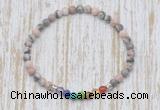 CGB7069 7 chakra 4mm pink zebra jasper beaded meditation yoga bracelets