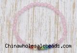 CGB7087 7 chakra 4mm rose quartz beaded meditation yoga bracelets
