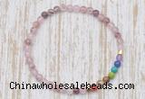 CGB7095 7 chakra 4mm strawberry quartz beaded meditation yoga bracelets