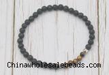 CGB7124 4mm black lava & yellow tiger eye beaded meditation yoga bracelets