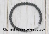 CGB7126 4mm black lava & white howlite beaded meditation yoga bracelets