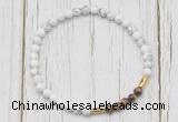CGB7127 4mm white howlite & yellow tiger eye beaded meditation yoga bracelets