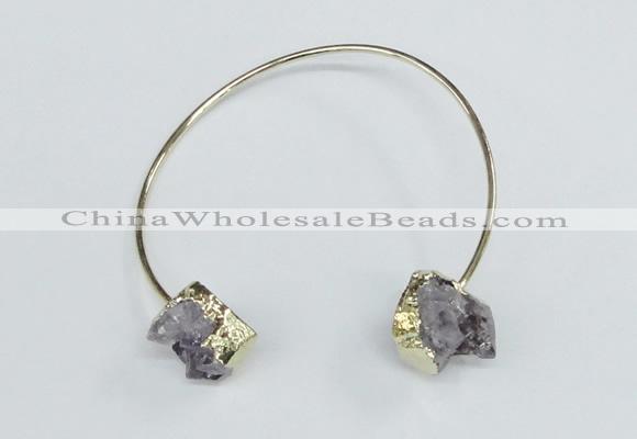CGB720 13*18mm oval druzy amethyst gemstone bangles wholesale