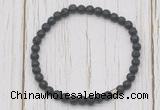CGB7221 4mm tiny black lava beaded meditation yoga bracelets