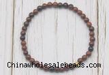 CGB7259 4mm tiny mahogany obsidian beaded meditation yoga bracelets