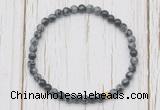 CGB7260 4mm tiny snowflake obsidian beaded meditation yoga bracelets