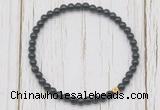 CGB7262 4mm tiny black obsidian beaded meditation yoga bracelets