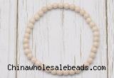 CGB7265 4mm tiny white fossil jasper beaded meditation yoga bracelets