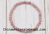 CGB7266 4mm tiny pink wooden fossil jasper beaded meditation yoga bracelets