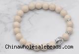 CGB7350 8mm white fossil jasper bracelet with buddha for men or women