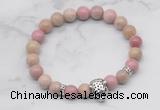 CGB7351 8mm pink wooden jasper bracelet with tiger head for men or women