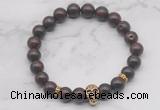 CGB7353 8mm brecciated jasper bracelet with skull for men or women